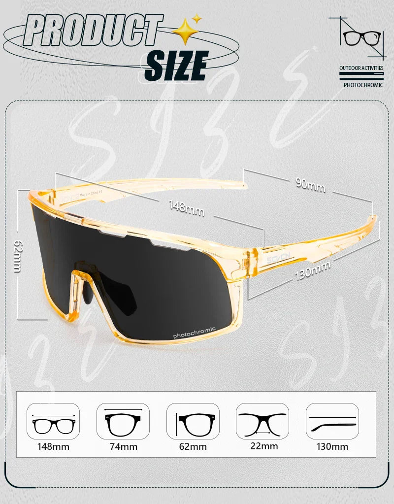 Photochromic Cycling Sunglasses Cycling Glasses UV400 Bicycle Eyewear Sports MTB Outdoor Bike Goggles Sunglasses Eyepieces
