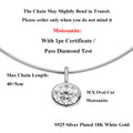 Solitaire Oval Cut Moissanite Pendant 2/3/4ct for Women s925 Silver Party Bridal 1.5mm Solid Choker Neck Chain Necklace