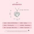 925 Sterling Silver Mother and Daughter Heart Shape Pendant Necklace for Women Birthday Mother's Day Gift Fine Jewelry