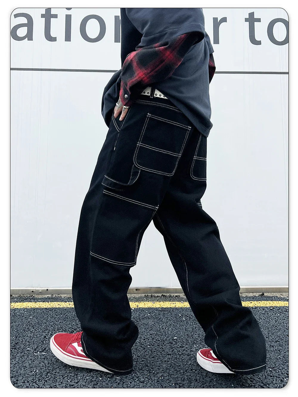 Retro Black Fashion Work Jeans Men Casual Straight-Leg Classic Work Denim Trousers Korean Brand Pant Men's Summer Pants