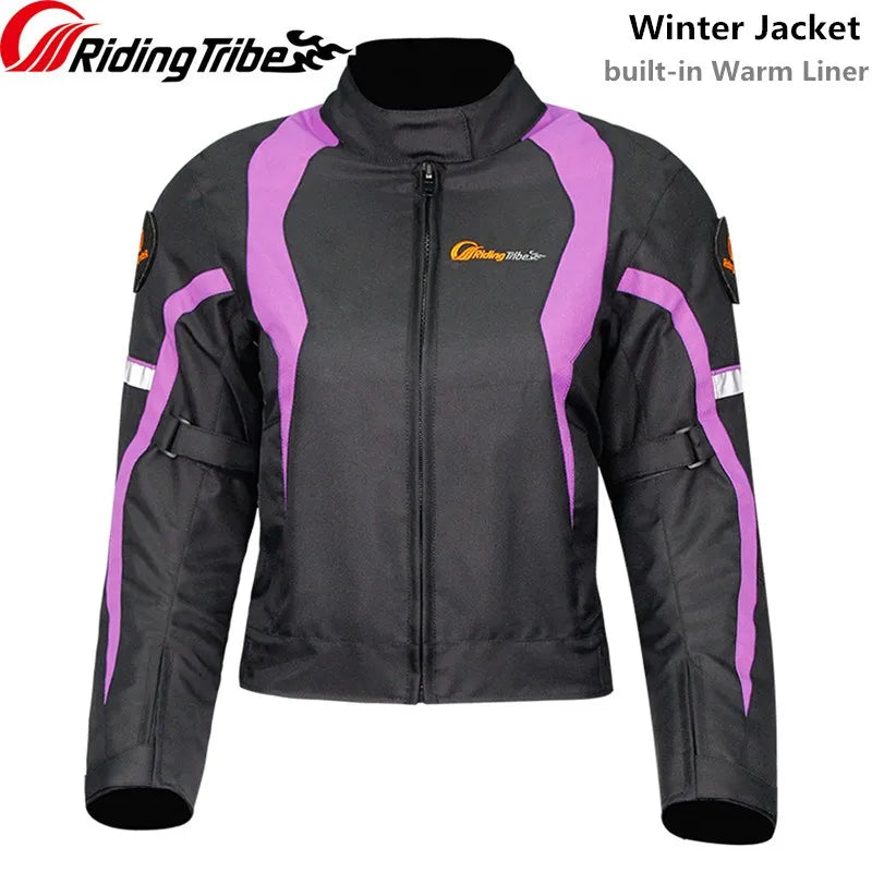 Woman Motorcycle Jacket Winter Warm Windproof Clothing Body Riding Safety Coat Built-in Protective Pads and Thermal Liner JK-64