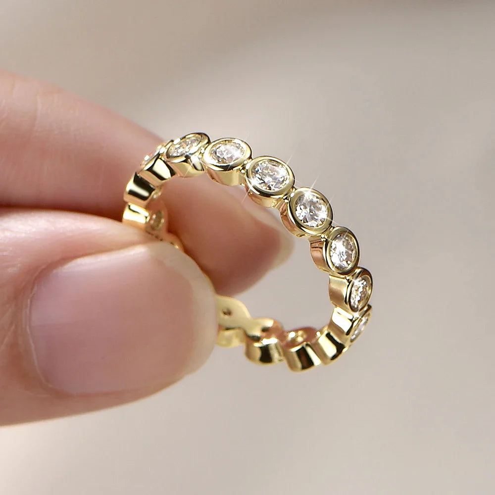14k Gold Filled Full Eternity Ring Bezel 3mm D Round Moissanite Rings Stackable Bands GRA Certified Jewelry for Women 2026
