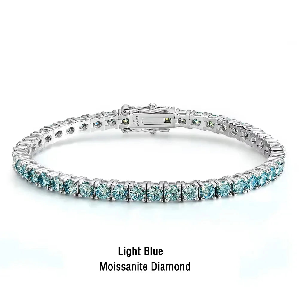 Certified Green Moissanite Tennis Bracelet for Women 925 Silver Plated 18K Gold 3/4/5/6.5mm Diamond Bracelets Fine Jewelry
