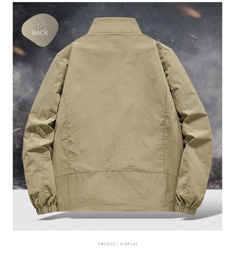 Autumn Breathable New Men's Jackets Outdoor Sports Loose Korean Casual Coat Man Stand Up Collar Classic Solid Color Windbreaker