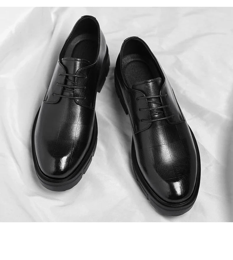 8-10cm Height Increasing Shoes for Men Platform Breathable Lift Casual Inside High Shoes Business Dress Elevator Leather Shoes