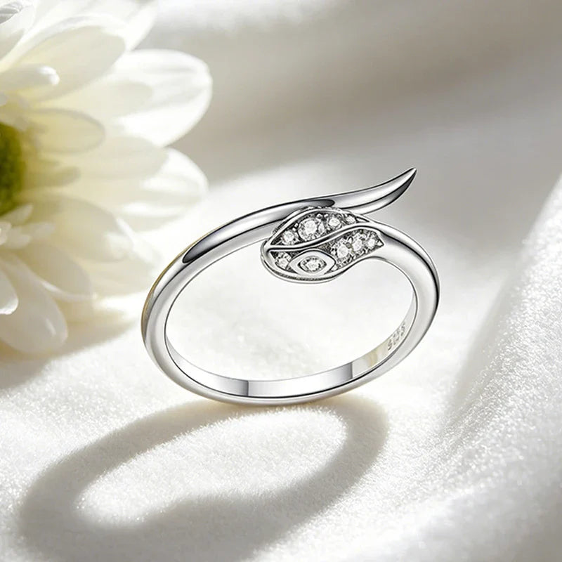 New All Moissanite Serpentine Rings for Women Index Finger Matching Band S925 Sterling Silver Plated 18K Gold Jewelry