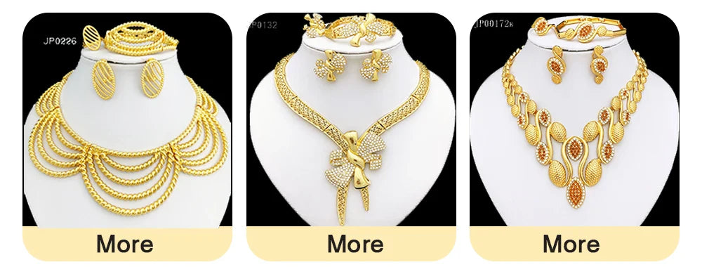 Exquisite Brazilian Gold Plated Wedding Jewelry Set Hight Quality Copper Beads Necklace Multi Layered Bracelet C Earring