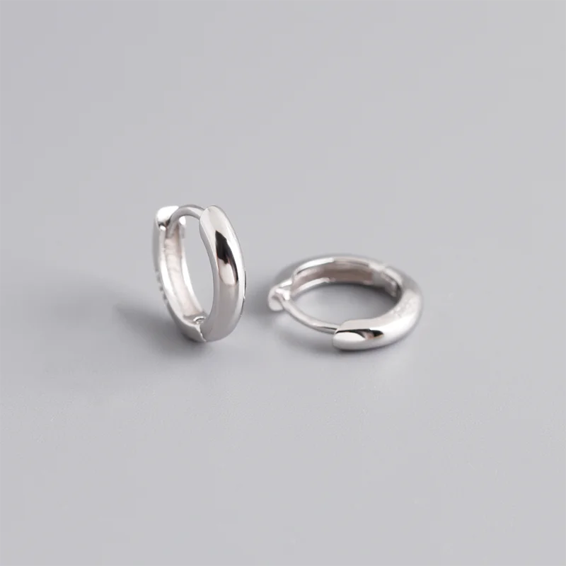 925 Sterling Silver Simple Matte Bohemian Round Ear Buckle for Women Punk Unisex Rock Hoop Earring Jewelry Accessories