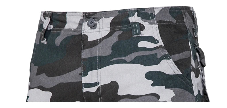 Men's Camo Shorts Summer Casual Half Pants Camouflage Outdoor Sports Short Pants Side Pocket Cotton Breathable Shorts