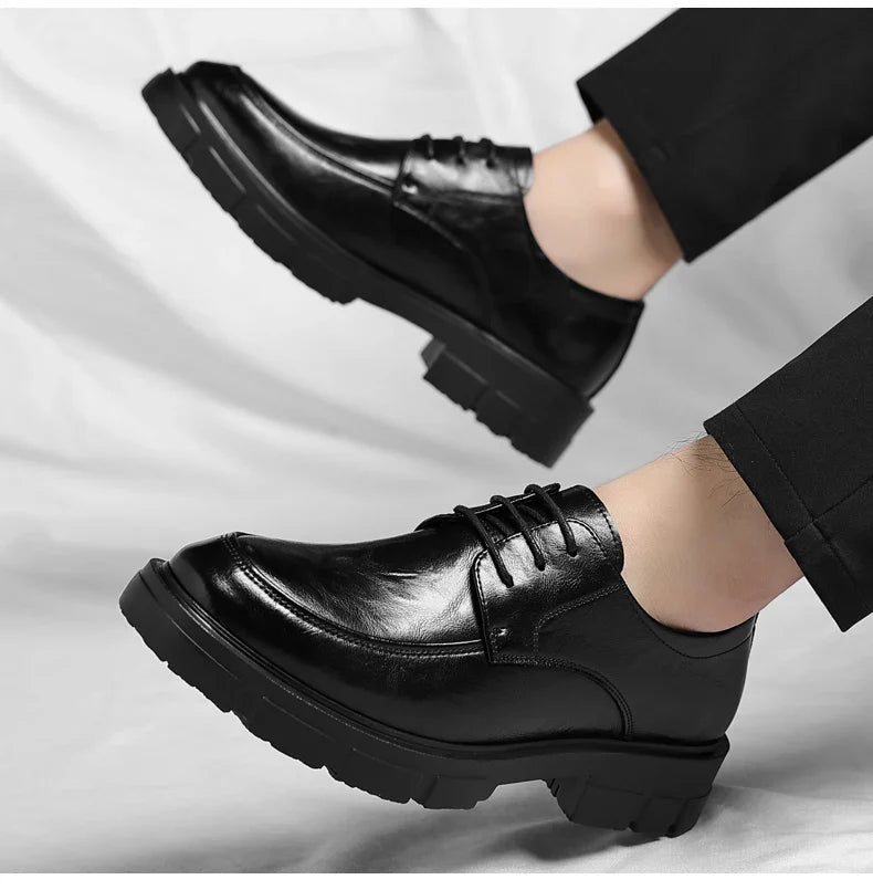 Men Dress Elevator Shoes Platform Breathable Lift Casual Business Luxury Genuine Leather Heightening Shoes5/8/10CM Taller Male