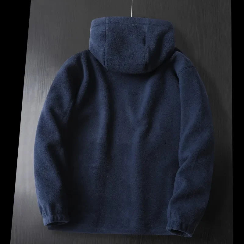 Thickened Double Layer Fleece Winter Jacket for Men with Hood Warm And Anti-Hail Norwegian Style Casual Loose Fit Jacket