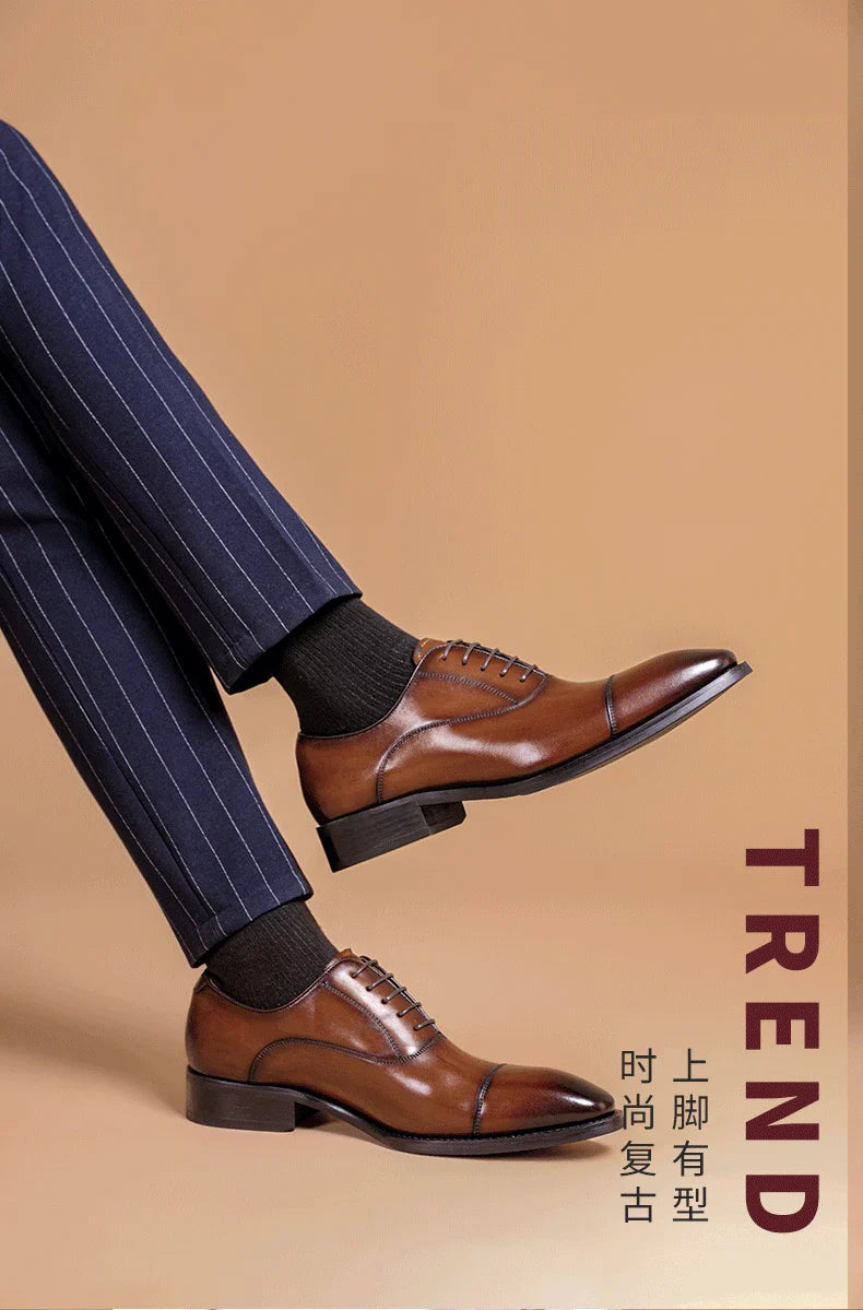 New Style Men's Shoes Formal Dress Shoes Male Oxfords Men Genuine Leather Office Shoes Elegant Wedding Party Lace-up Shoes