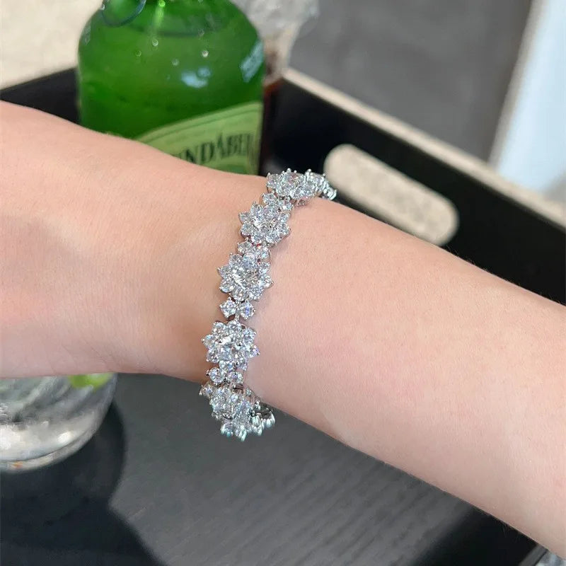 S925 Moissanite Bracelet, Fashion Party Engagement Wedding Anniversary Gift Wedding Anniversary Certificate, Mother's Day Gift