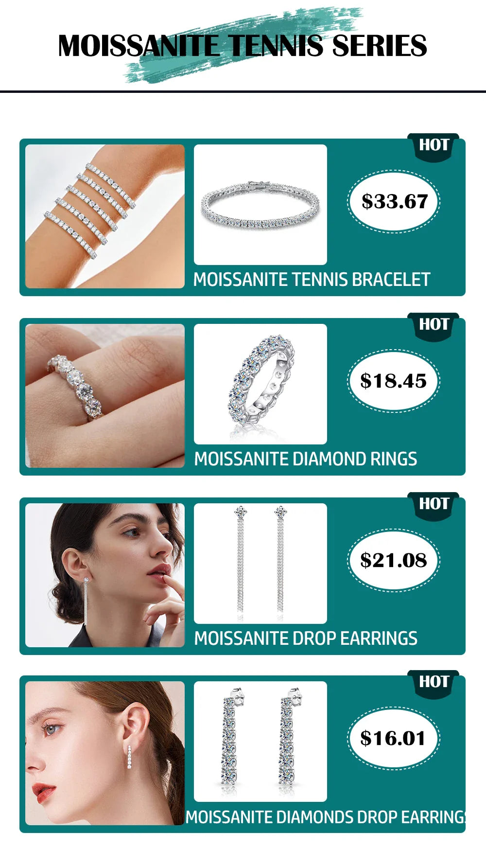 Certified Full Moissanite Tennis Necklaces Bracelets For Women Men 100% S925 Silver 3/4/5/6.5mm Lab Diamond Riviera Necklace
