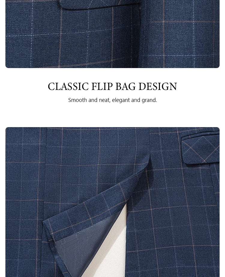 Stylish Checkered Suit 3 Piece Set Men Business Casual Wedding Outfit Slim Fit man suits