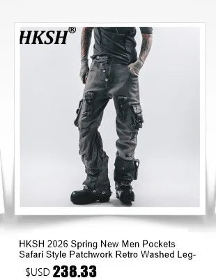 Summer New Men Tide High Street Drawstring Pocket Sports Casual Safari Style Shorts Loose Light Luxury Simple Capris HK4528