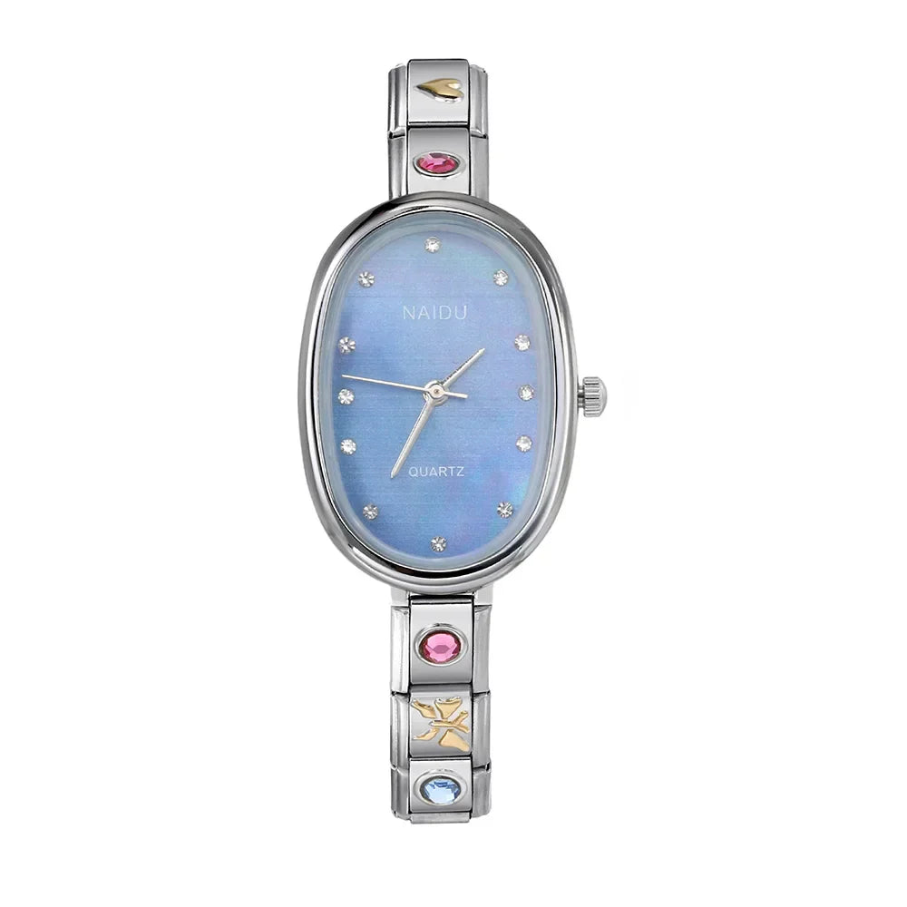 Fashion New Niche Watch Female Style Female Student Ellipse Quartz Watch Stainless Steel Strap Width 9mm Everyday Gifts