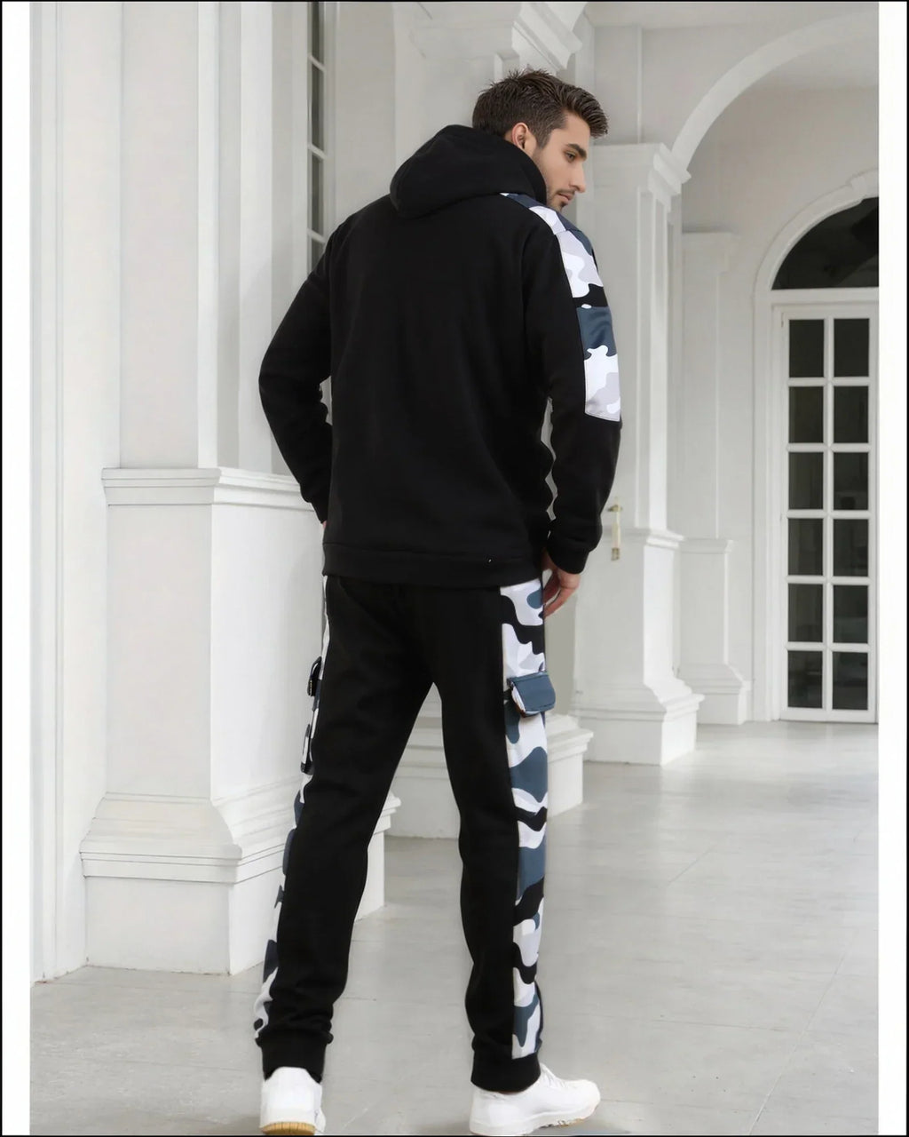 Men's Tracksuit Hoodie Sets Camouflage Hand  Hooded Leisure Suit Man Sweatshirt Pants Tactical Sweat Sports Suit