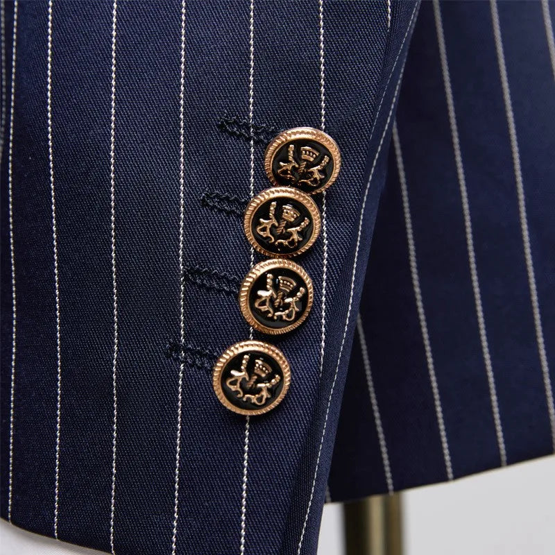 Men Suits Men's Two Piece Suit Double Breasted Man Fashionable and Slim-fitting Design Groom Wedding Dress Casual Striped Fabric