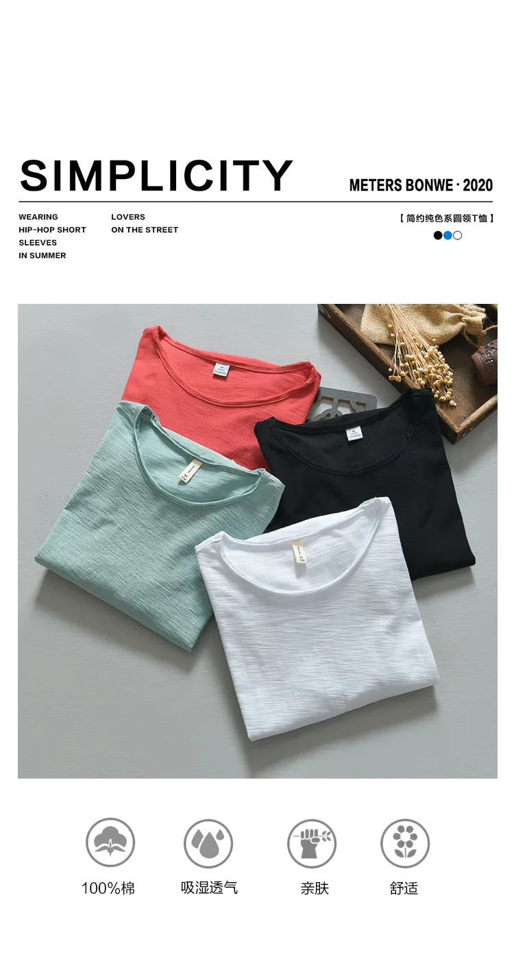 New  Autumn Solid Color Long-sleeved T-shirt Men's Casual Bottoming T-shirt Male Cotton Crew Neck T-Shirt