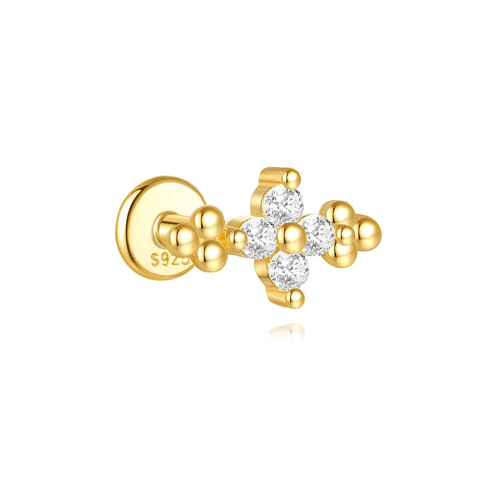 S925 Sterling Silver Petals Stud Earring Microinlaid Colorful Cubic Zirconia Chain Tassel Earrings For Women Dangle Earring