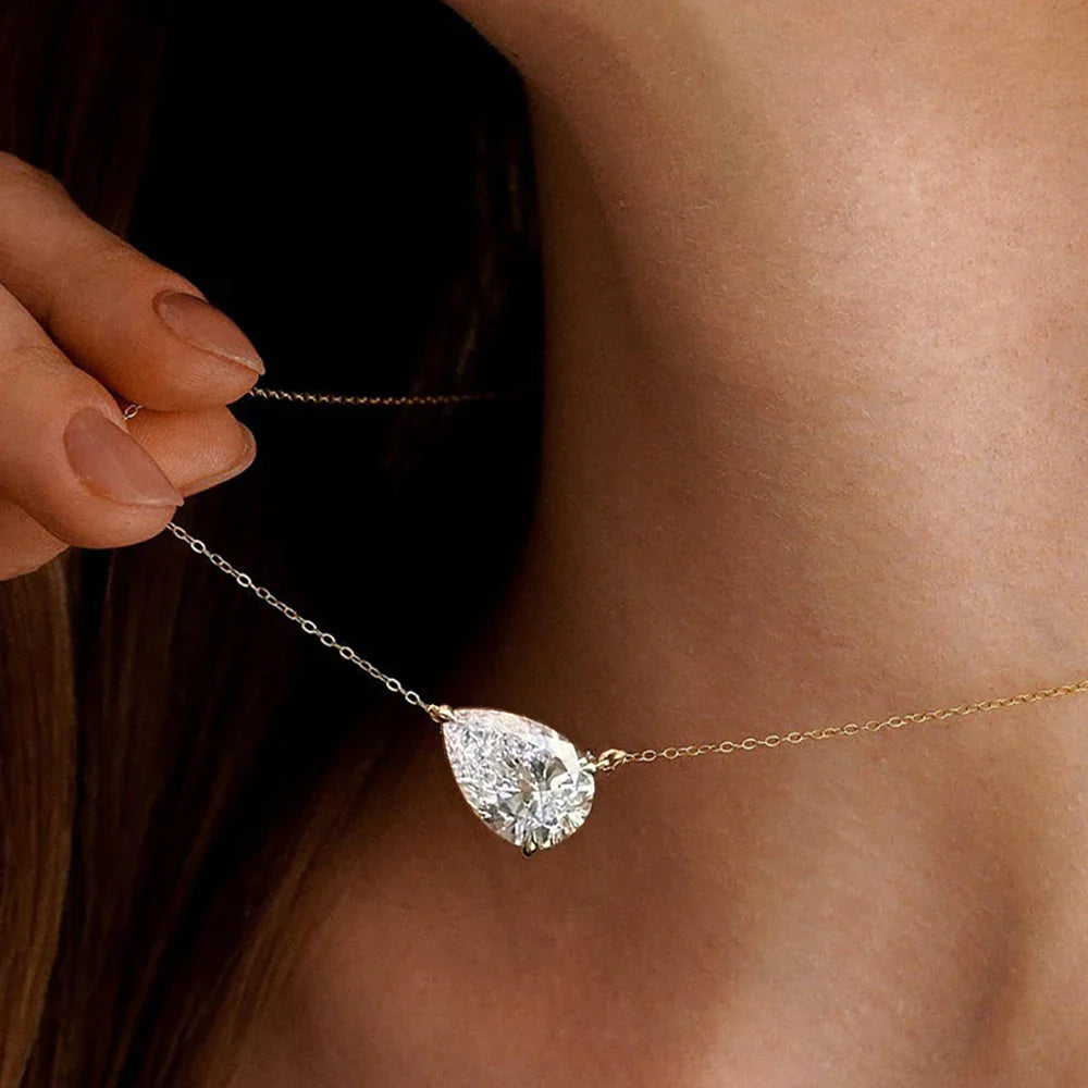 1/3carat Waterdrop Solitaire Moissanite Pendant Necklace with certificate 925 Sterling Silver Pear Cut Diamond Neckchain Woman