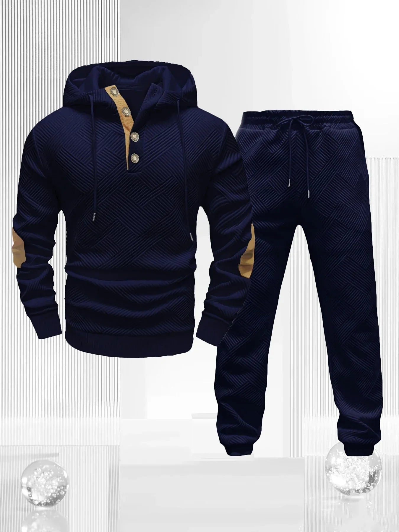 Men's Sportswear Solid Color Joggers Hoodie Sweatshirts and Long Pants 2 Piece Set Fashionable Casual Sports Set Men's Tracksuit
