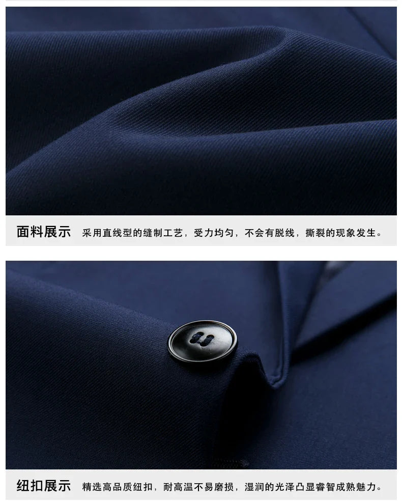 2026 New Suit (Blazer+ Vest + Pants) Men's Gentleman Fashion Slim Work Solid Color Plus Size Fair Dress Wedding Best Man Suit
