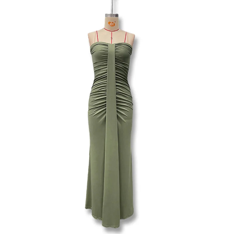 2026 Elegant Strapless Dress Women Classic Patchwork Ribbon Ruched Sexy Birthday Party Skinny Stretch Chic Clubwear Vestidos
