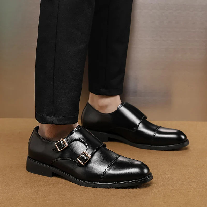 Luxury Brand New Men Casual Shoes Leather Men Fashion Double Buckle Loafers Mens Slip-on Board Oxford Shoes Spring Elegant Flats