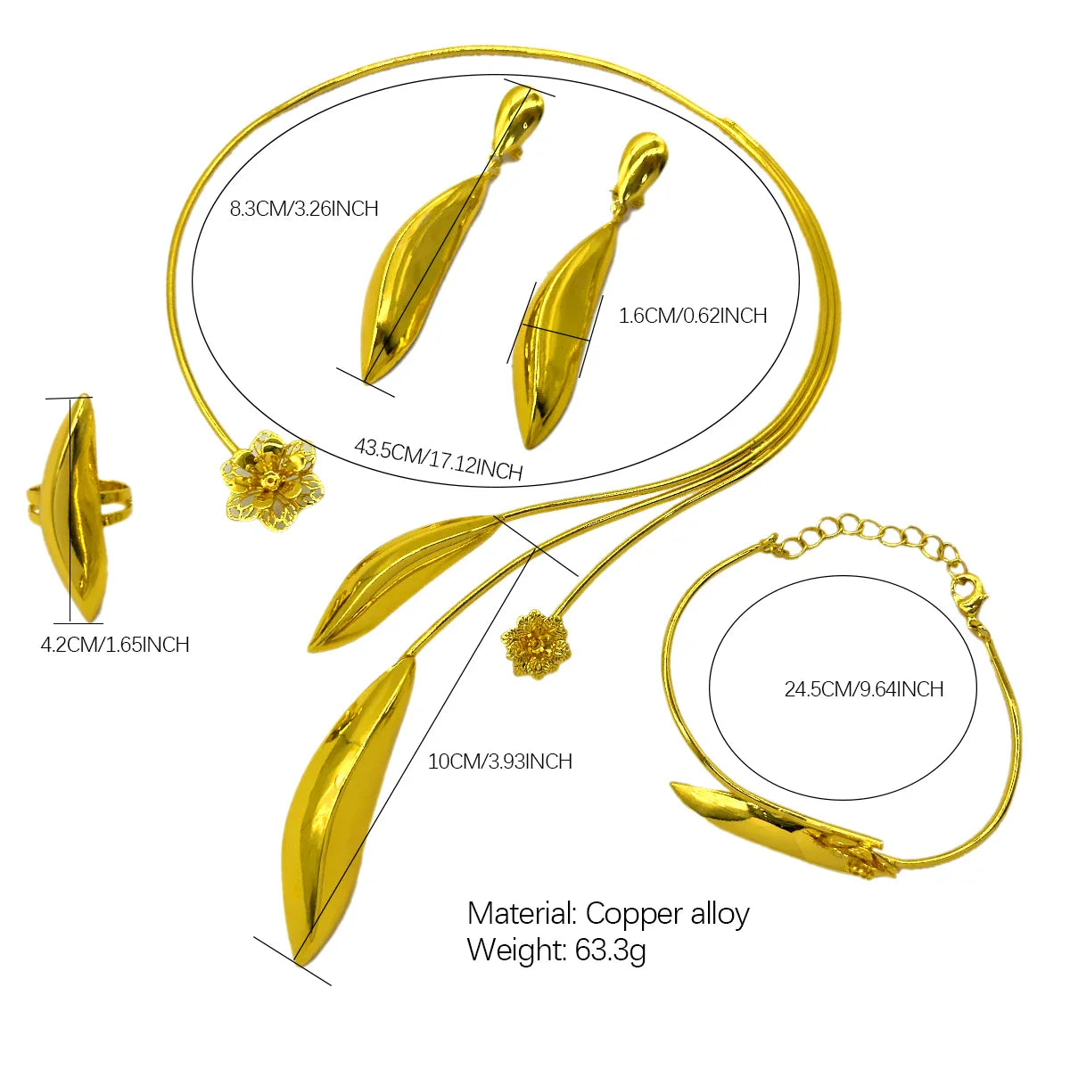 Elegant Dubai 24K Gold Plated Necklace Earrings Fashion New Design Trendy Jewelry Sets for Women Party Gift Wedding Accessories