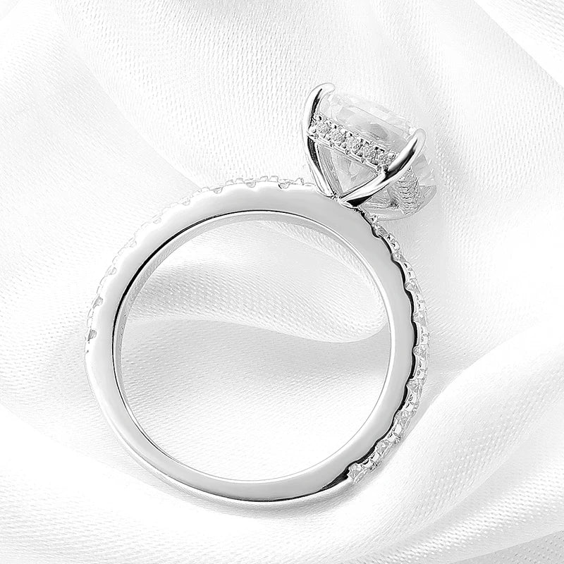 4.65cttw Radiant Cut All Moissanite Rings for Women Flawless D Color Sparkling Full Diamond Wedding Band Sterling Silver