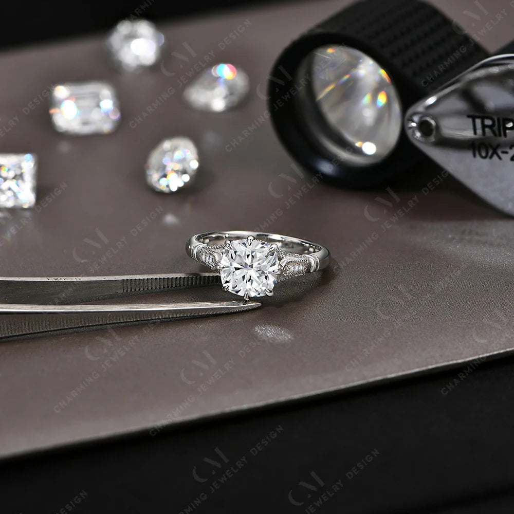 Original Design Moissanite Ring Lab Diamond Sparkling 925 Sterling Silver  for Women Engagement Fine Customized Jewelry
