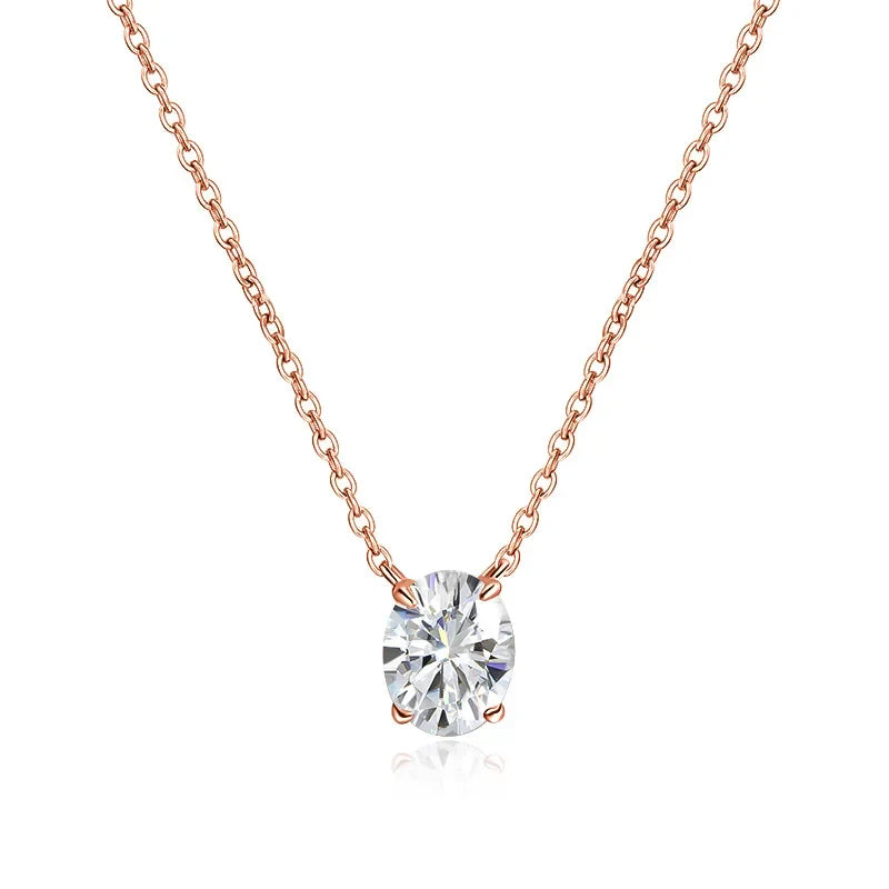 1CT 2CT 3CT Oval Cut Moissanite Necklaces for Women Jewelry 100% Real Silver Chain 925 Pandant Lab Diamond Birthday Gift
