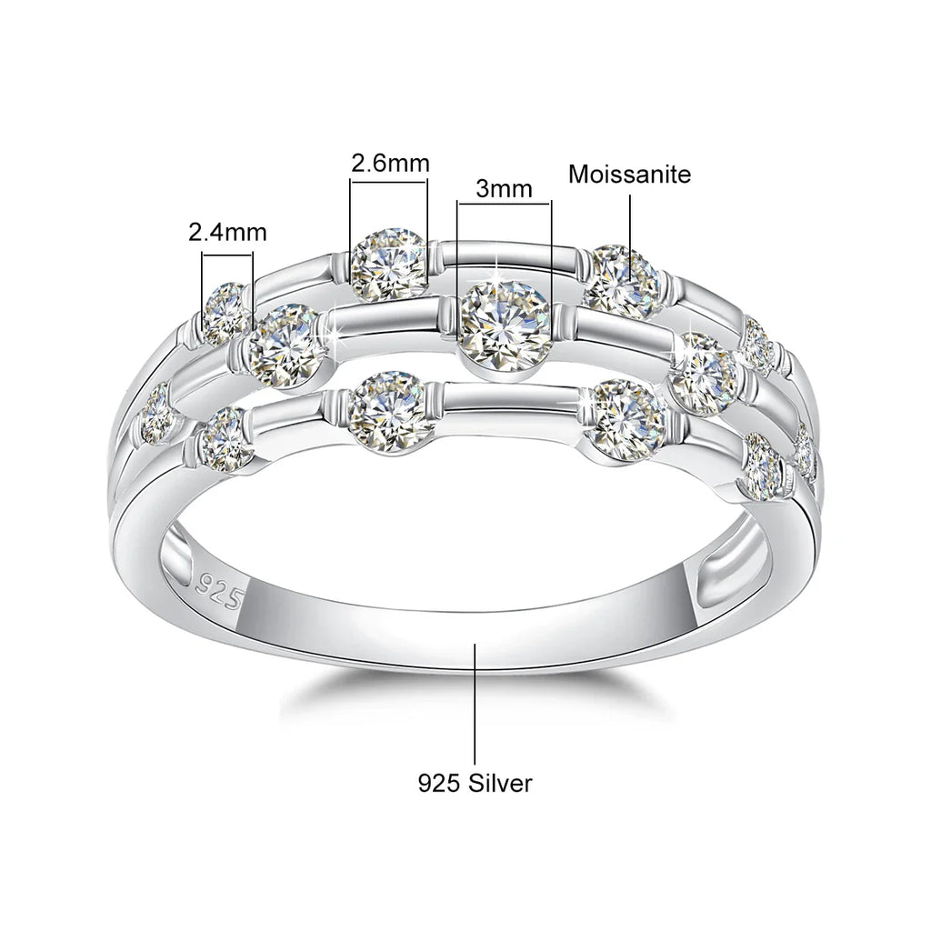 Trending Wedding Band Moissanite Ring With Certificate Genuine Silver 925 Enagement Jewel Gift For Women Positive Stones