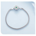 925 Sterling Silver Four-Leaf Clover Snake Basic Bracelet Pave Setting CZ for Women Beads and Charms DIY Fine Jewelry