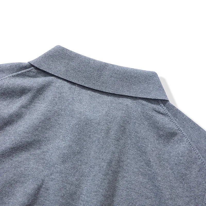 New American Retro Lapel Knitted POLO Shirt Pure Cotton Sweater Pullover Bottoming Casual Sweater Long Sleeve Men