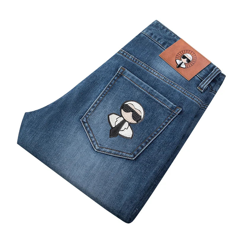 Fashion Men Jeans Stretch Straight Leg Casual Slim Fit Denim Pants Male Brand Luxury Design Business Classic Trousers
