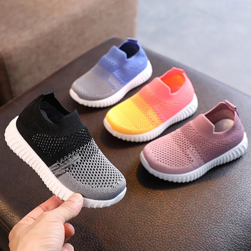 Children Shoes Spring Summer Kids Sneakers Soft Breathable Mesh For Boys Slip-on Casual Shoes Patchwork Color Baby Girls Shoes