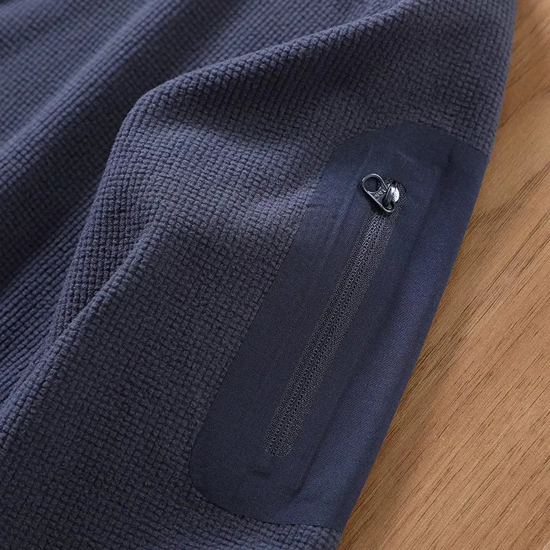 Outdoor Lightweight Fleece Sweatshirt Jacket Men's Zipper Closure Stand Collar Technical Fabric Comfortable Youth Fashion
