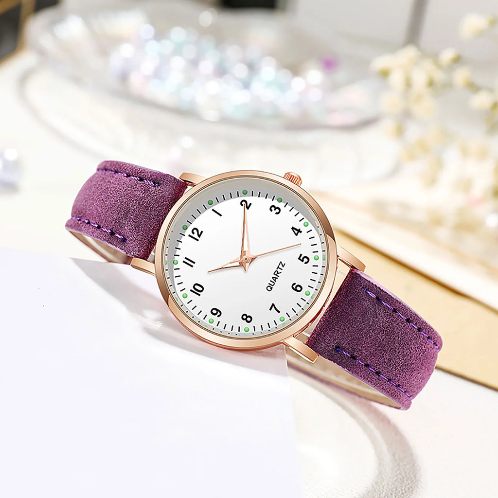 Ladies Diamond-Studded Luminous Retro Female Watch Leather Belt Quartz Watch Women Simplicity Casual Decoration Wristwatches