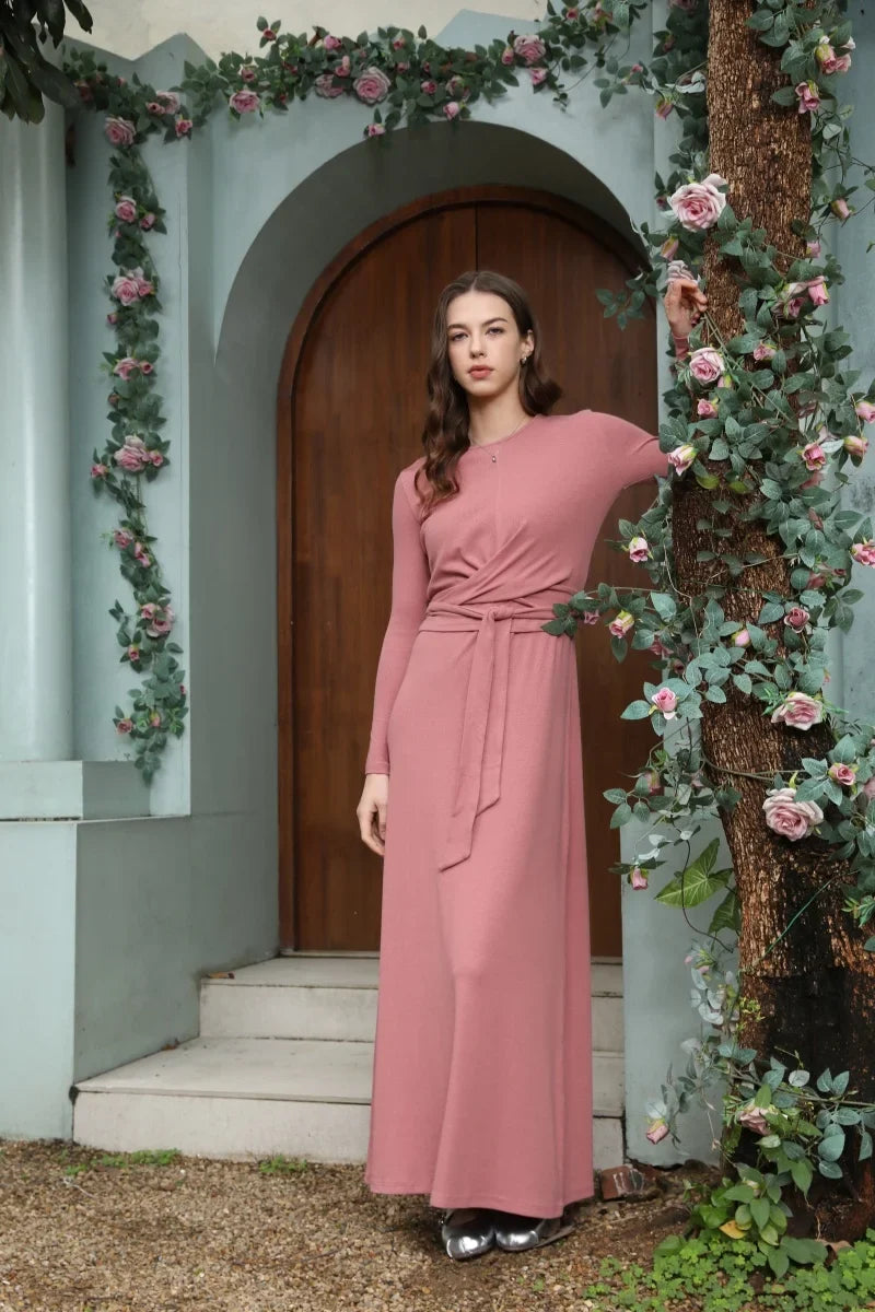 2025 summer ribbing closed-fit wrap tops + Aline dress high Stretch matching sets