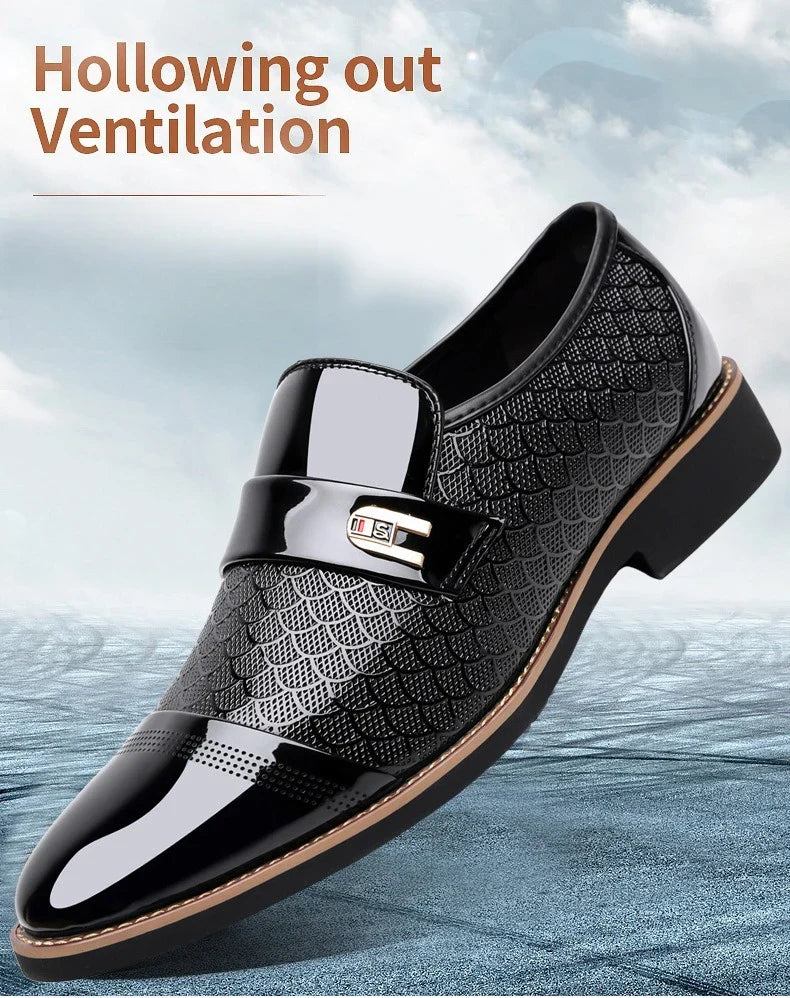 New Designer Patent Leather Wedding Shoes for Men Solid Color Business Casual Shoes Male Spring Autumn Fashion Dress Shoes Man