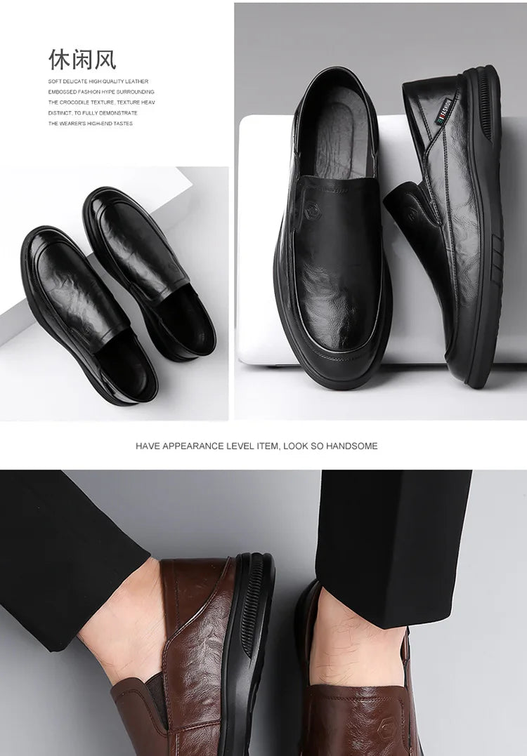 2026 Spring Business Casual Shoes for Men Solid Color New Designer Half Slippers Shoes Male Fashion Soft Sole Leather Shoe Man