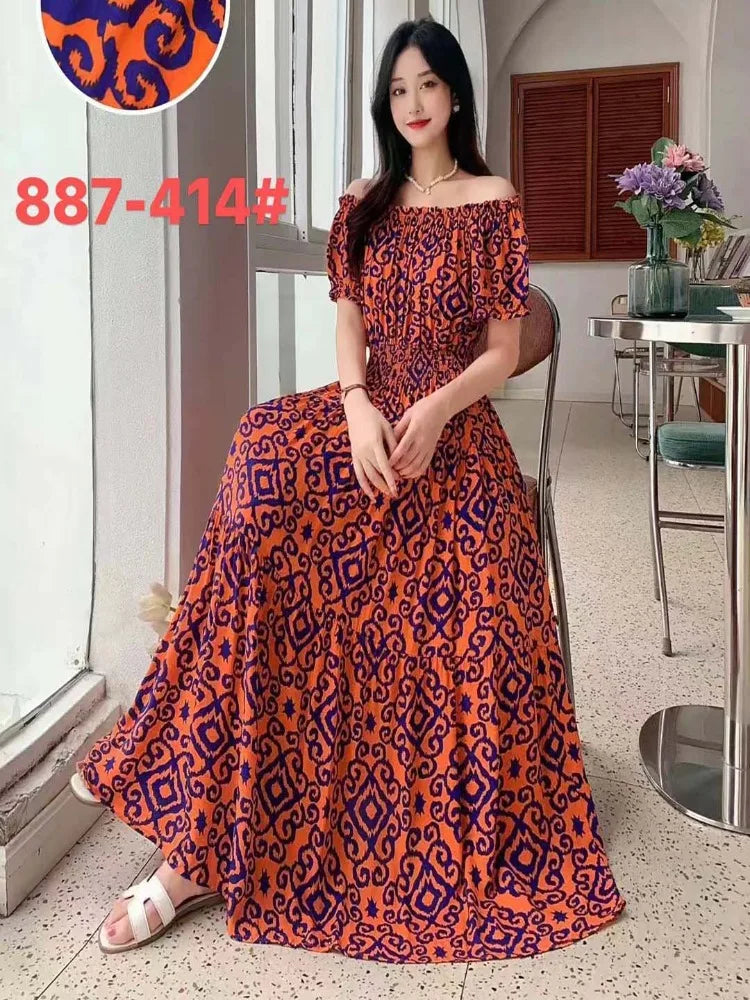 New Summer Dress Women Indian Clothes Cotton Linen Long Maxi Vintage Sexy Korean Casual Bohemian Floral Robe Vestidos Feminino