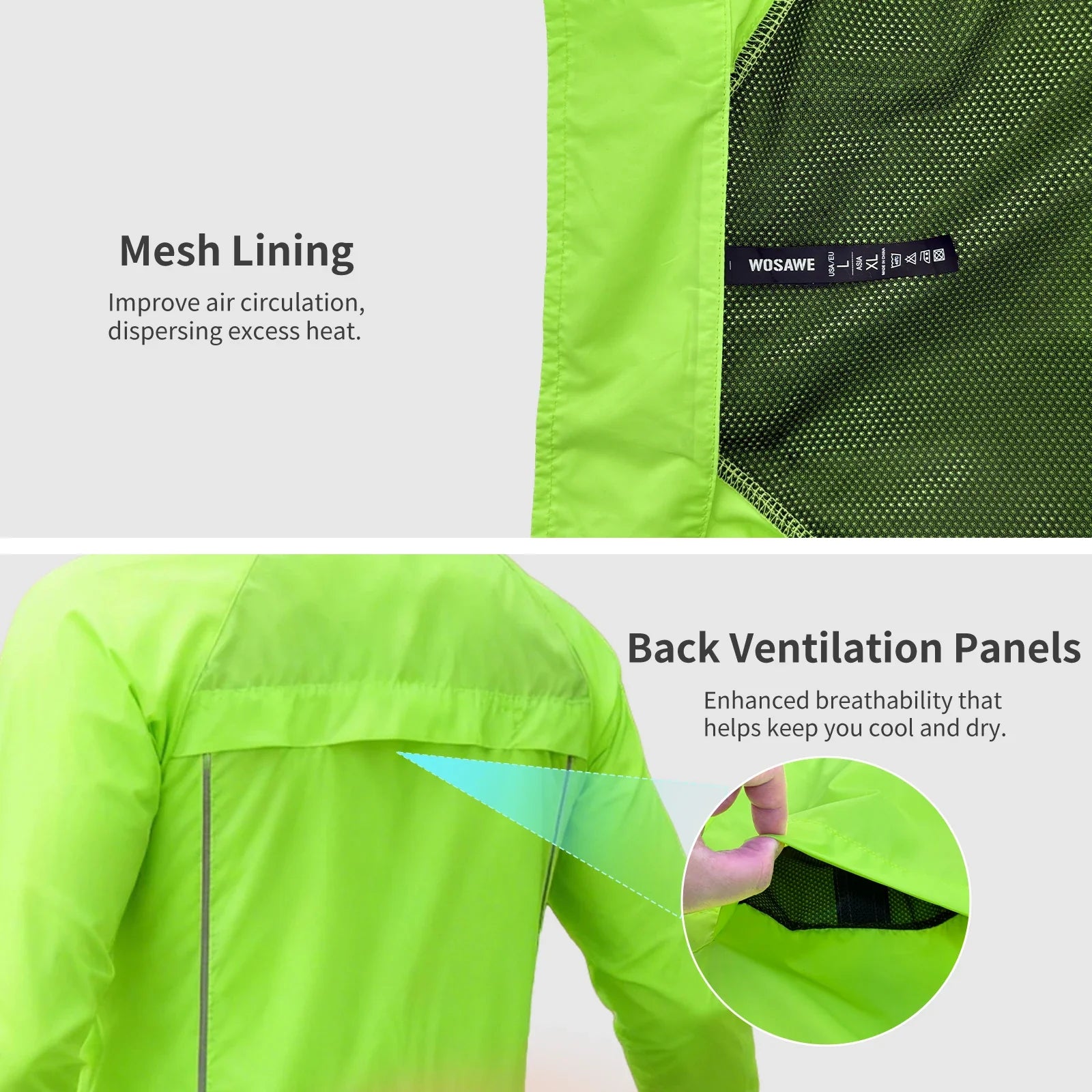 Reflective Men's Cycling Jackets Windproof Riding Bicycle Clothing Windbreaker Outdoor Sports Running MTB Bike Mesh Vest