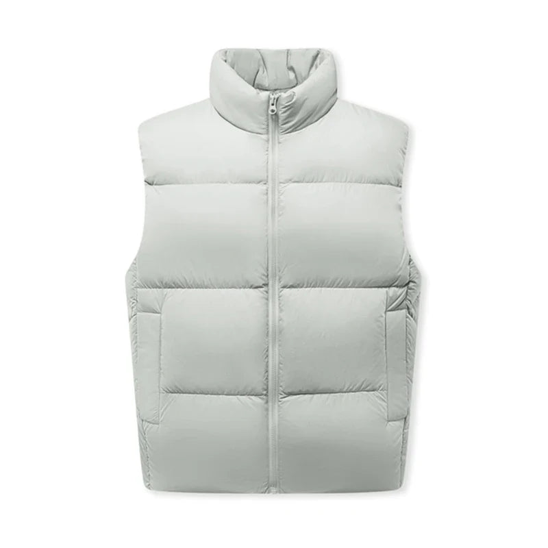 Down Vest Men 2024 Winter New Thermal Three-Proof Coat Solid Color Puffer Vest Versatile Vest