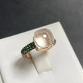 Emerald Ring for Women Green Zircon Inlay Rose Gold & Black Gun Plated 30 Colors Candy Crystal Style Jewelry Birthday Gift