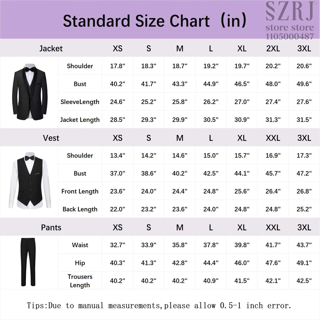4pcs Men's Tuxedo Set:Classic Lapel Blazer,Vest,Pants&Tie High-Quality,Adjustable Waist.For Parties,Weddings, Proms. Comfy Fit.
