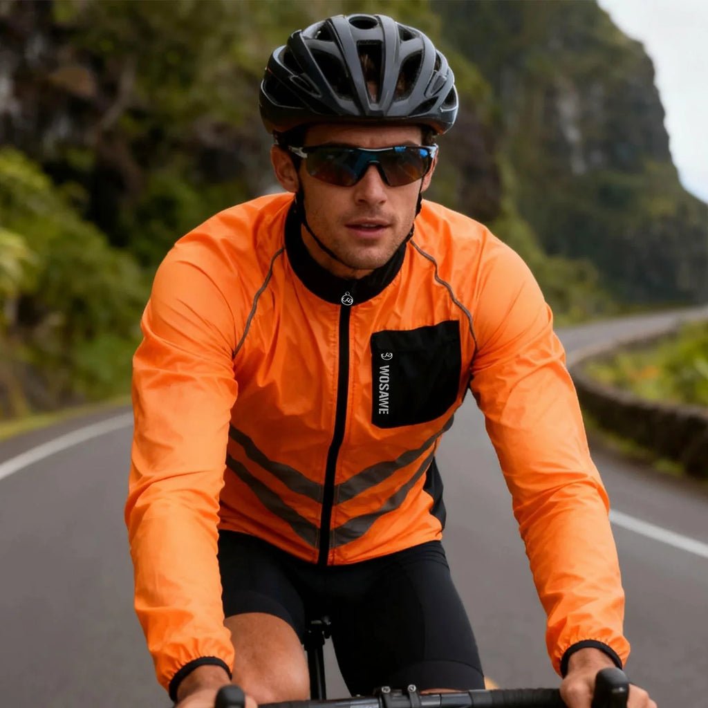 Reflective Cycling Windbreaker Men MTB Bike Jacket Moto Coat Windproof Camping Fishing Cycling Clothes Multi-use Jersey